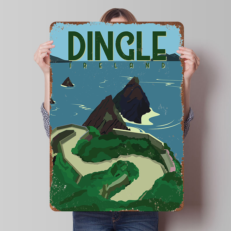 Retro Gaming Ireland - Dingle İrlanda Seyahat Baskılı Poster Özelleştirilmiş