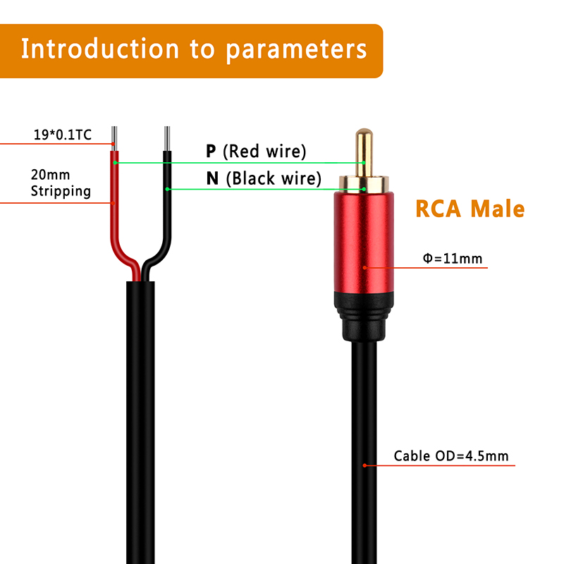 Composite Rca Cable - 1 adet hoparlör tel RCA erkek